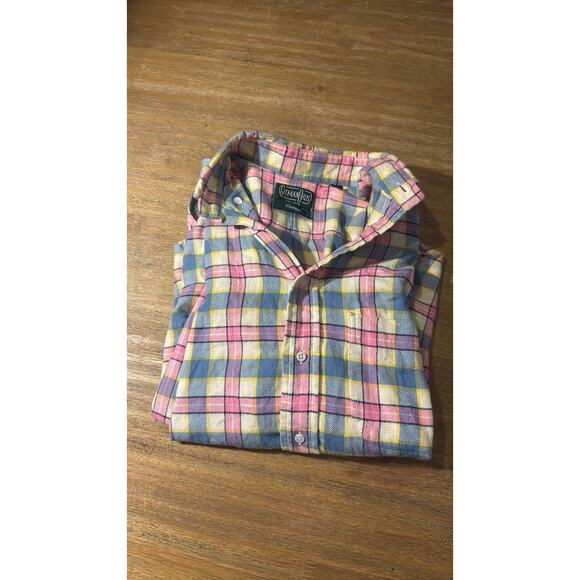 Gitman Bros. Vintage Made in USA Flannel Button Down Shirt Sz S, Pink/yellow - Picture 3 of 7